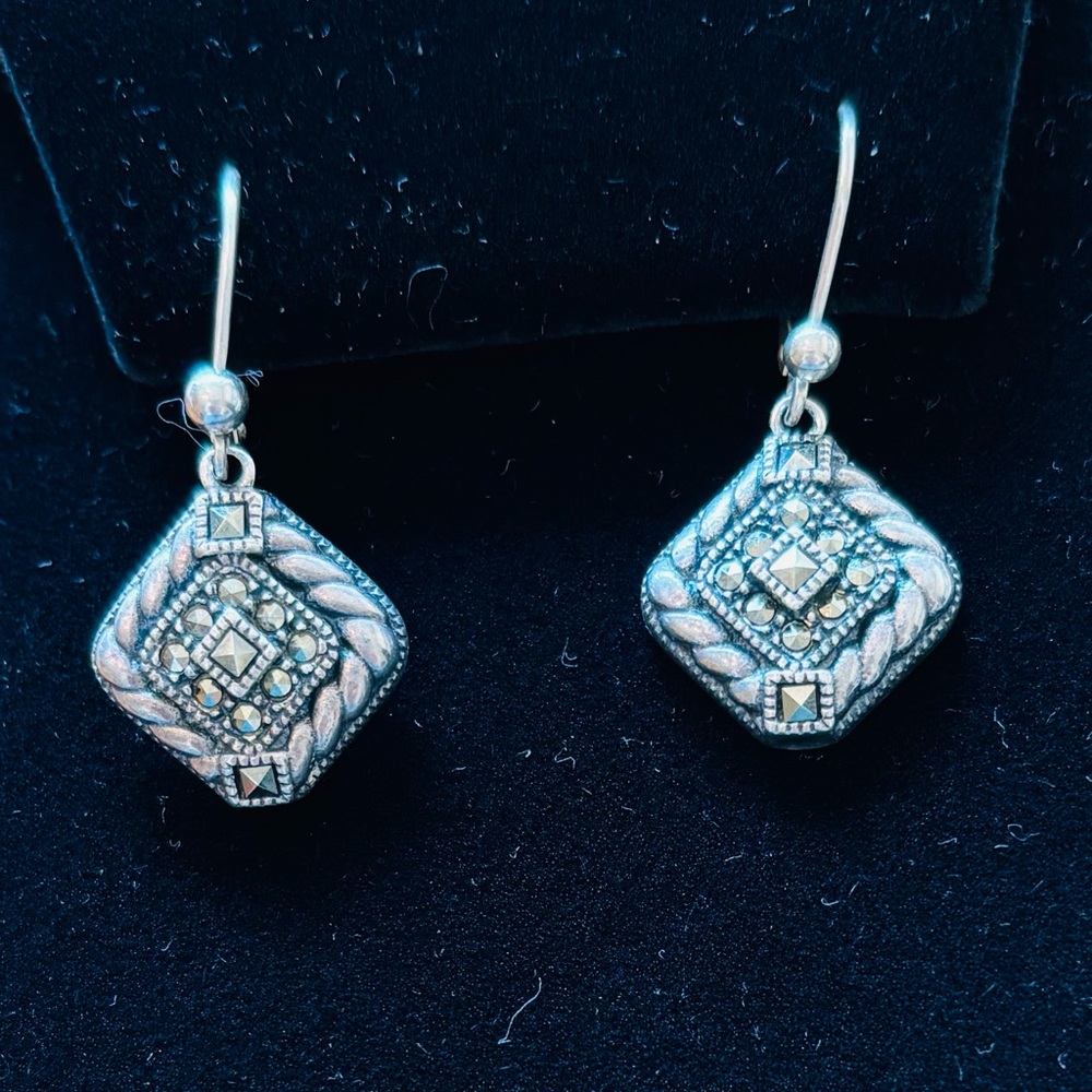 Judith Jack Silver Art Deco Earrings